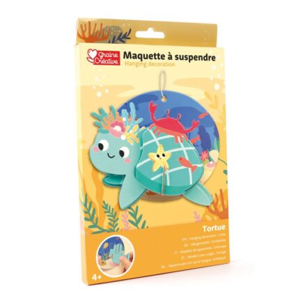 Maquette 3D tortue à suspendre en carton, facile à monter