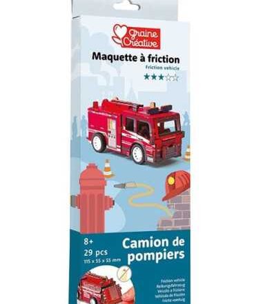 Puzzle 3D bois camion de pompiers à friction facile