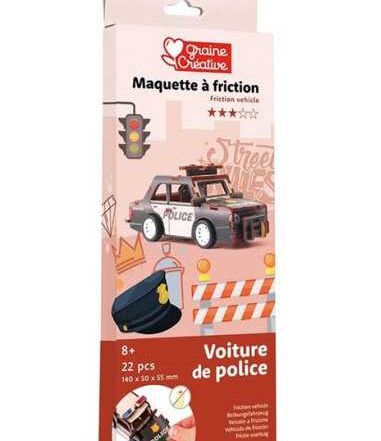 Maquette voiture de police à friction en bois 3D facile