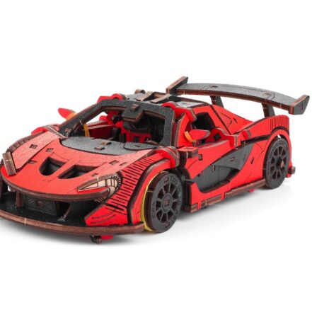Puzzle 3D mécanique en bois voiture de course rouge