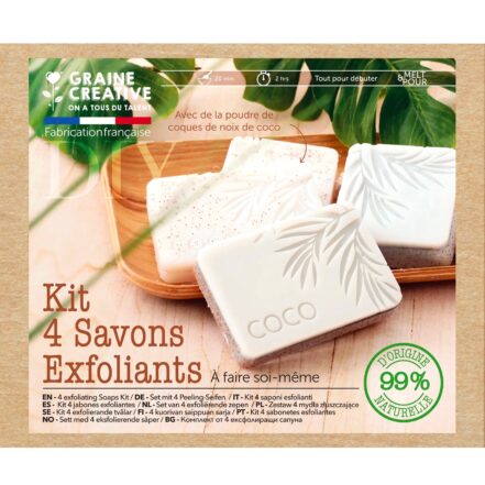 Kit DIY savons exfoliants coco, facile et sensoriel