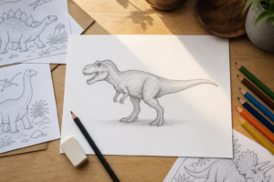 Dessiner un dinosaure facilement au crayon