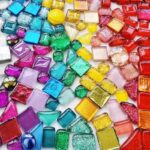 Carreaux carrés de mosaïque en verre pailleté, 50 pièces