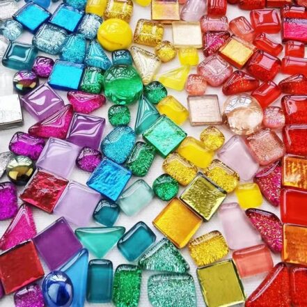 Carreaux carrés de mosaïque en verre pailleté, 50 pièces