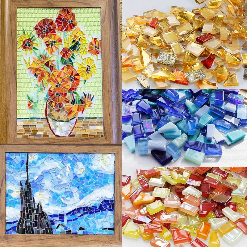 Carreaux de mosaïque en verre transparent multicolore, 100 g Carreaux de mosaïque en verre transparent multicolore, 100 g